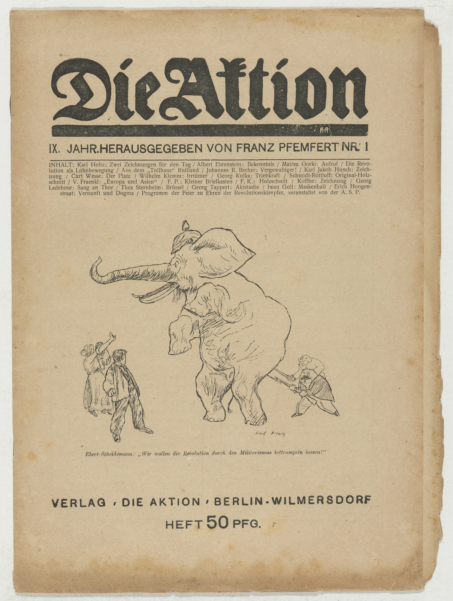 Karl Schmidt-Rottluff. Die Aktion , vol. 9, no. 1