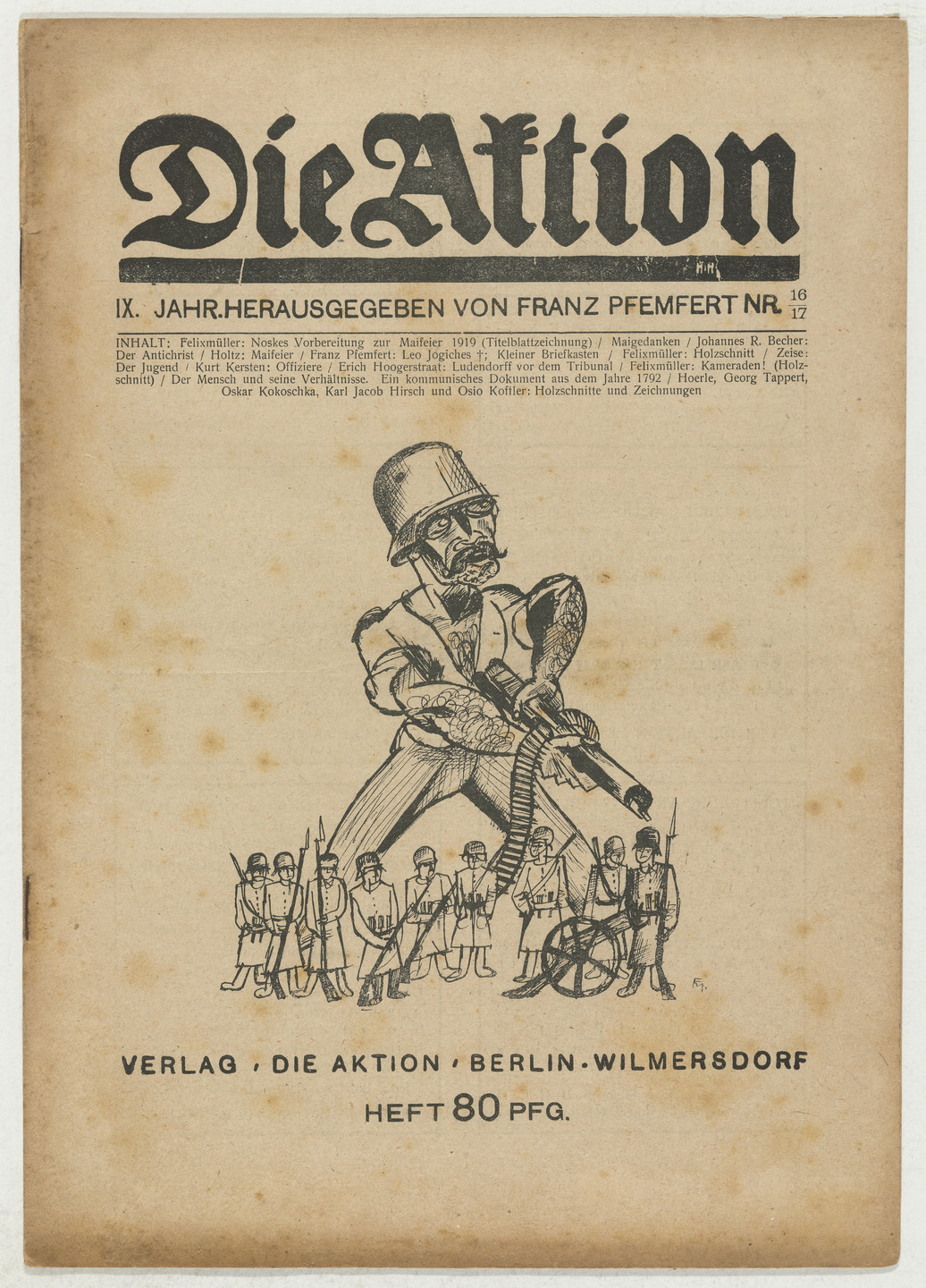 Conrad Felixmüller, Heinrich Hoerle, Karl Jacob Hirsch. Die Aktion, vol. 9, no. 16/17. May 3, 1919