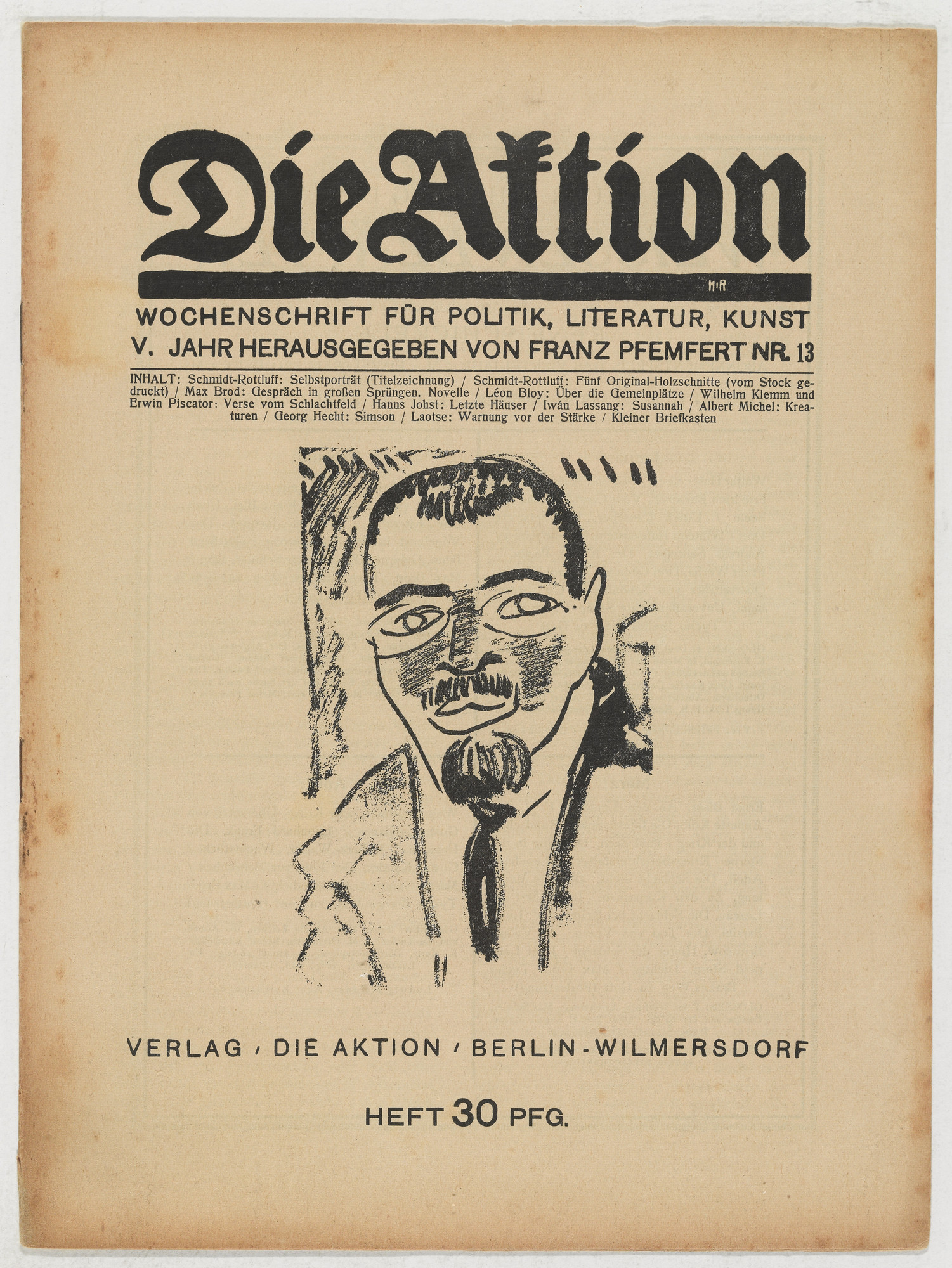 Karl Schmidt-Rottluff. Die Aktion, vol. 5, no. 13