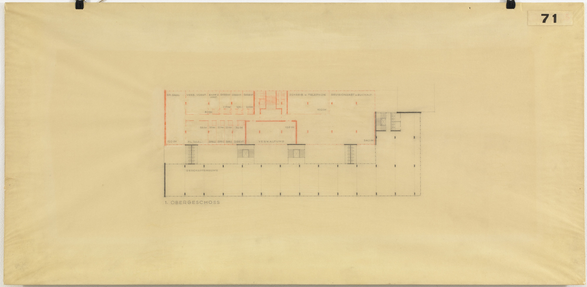Ludwig Mies van der Rohe. Bank and Office Building, project
Stuttgart, Germany
Second-floor plan