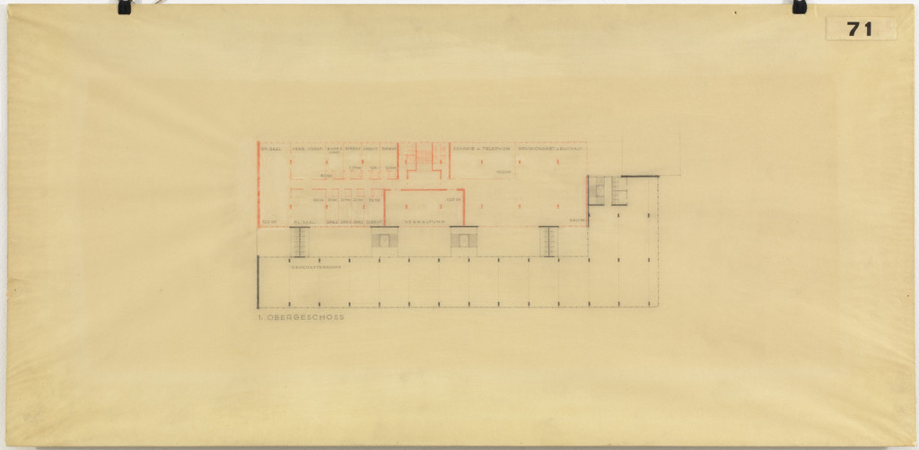Bank and Office Building, project, Stuttgart, Germany, Second-floor plan