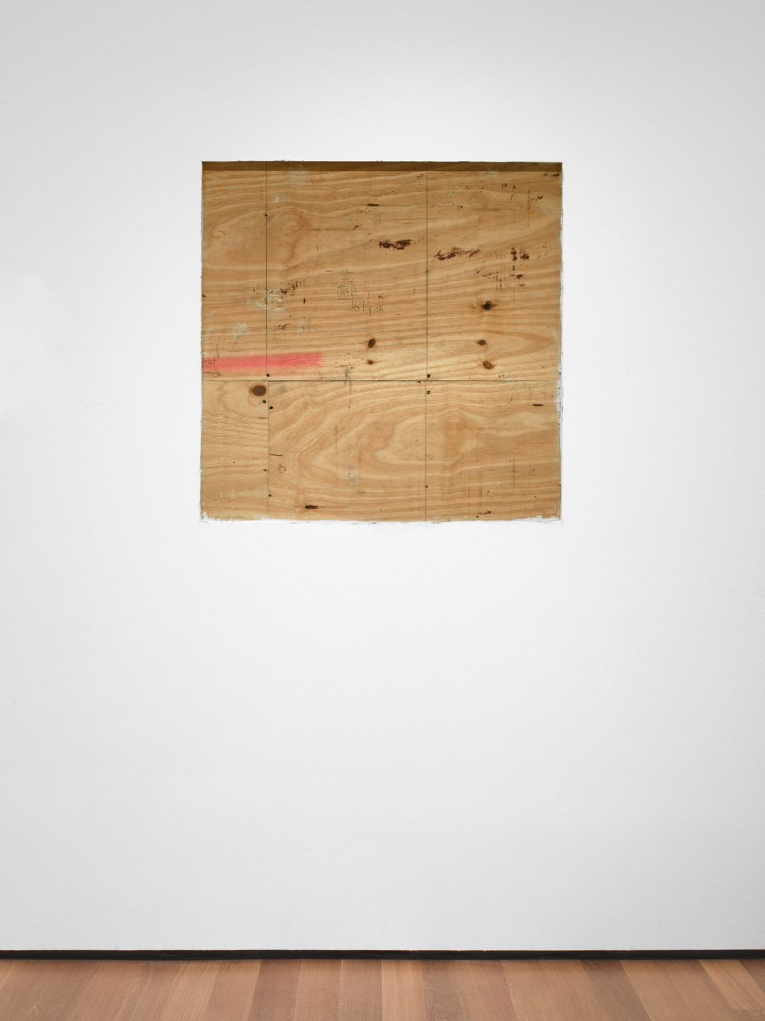 Lawrence Weiner. A 36&#34; X 36&#34; REMOVAL TO THE LATHING OR SUPPORT WALL OF PLASTER OR WALLBOARD FROM A WALL. 1968