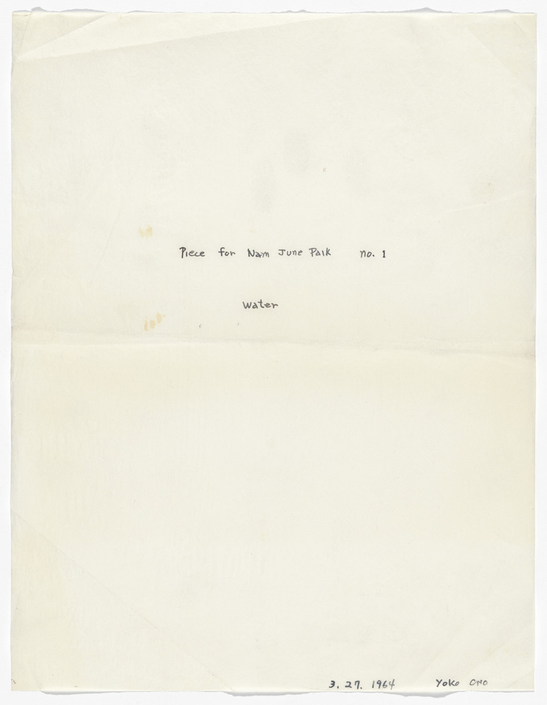 Piece for Nam June Paik no. 1, Yoko Ono, 1964