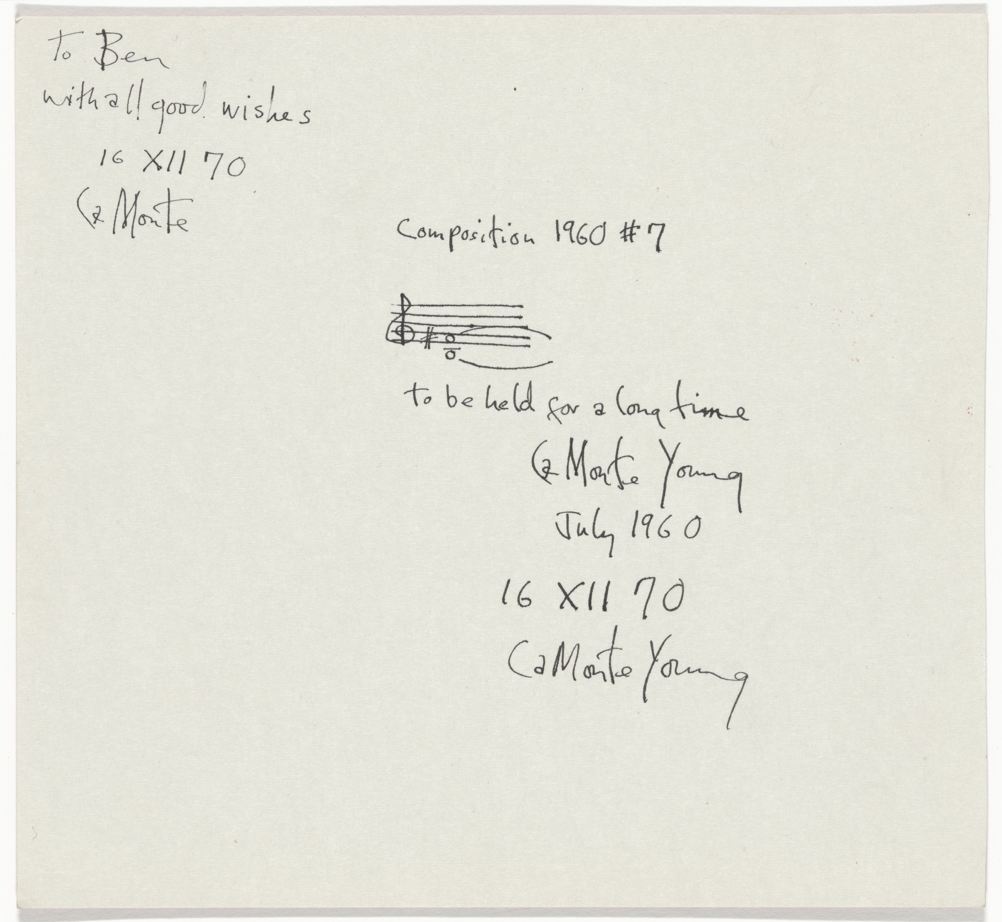 La Monte Young. Composition 1960 #7