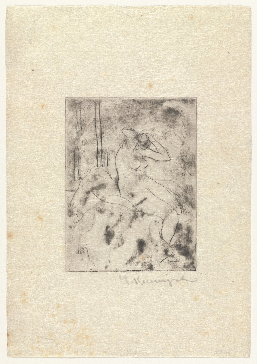 Yasuo Kuniyoshi. Seated Nude Arranging her Hair. c. 1916–18
