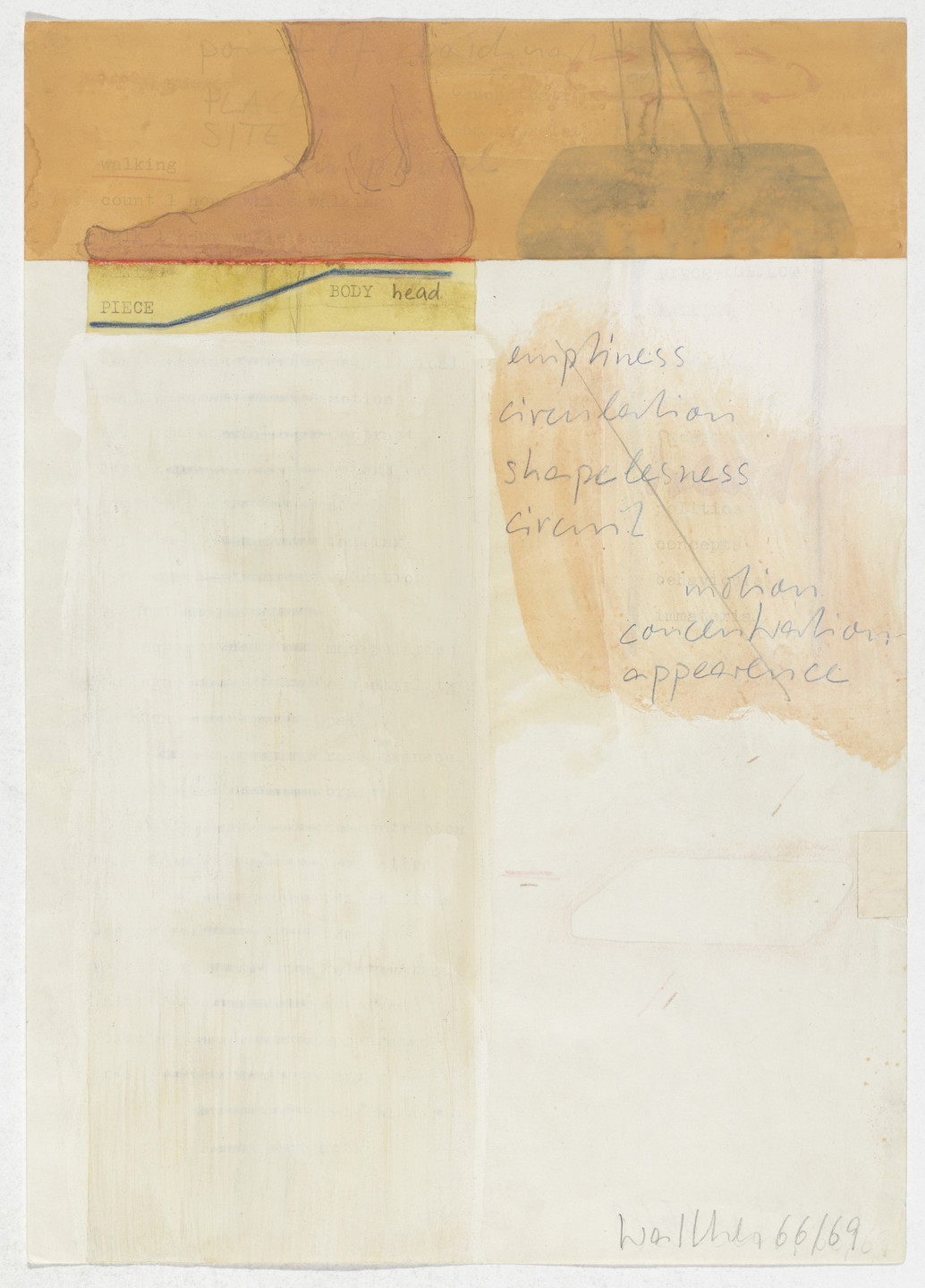 Franz Erhard Walther. Work Drawing: Walking Piece, Pedestal. 1966/1969