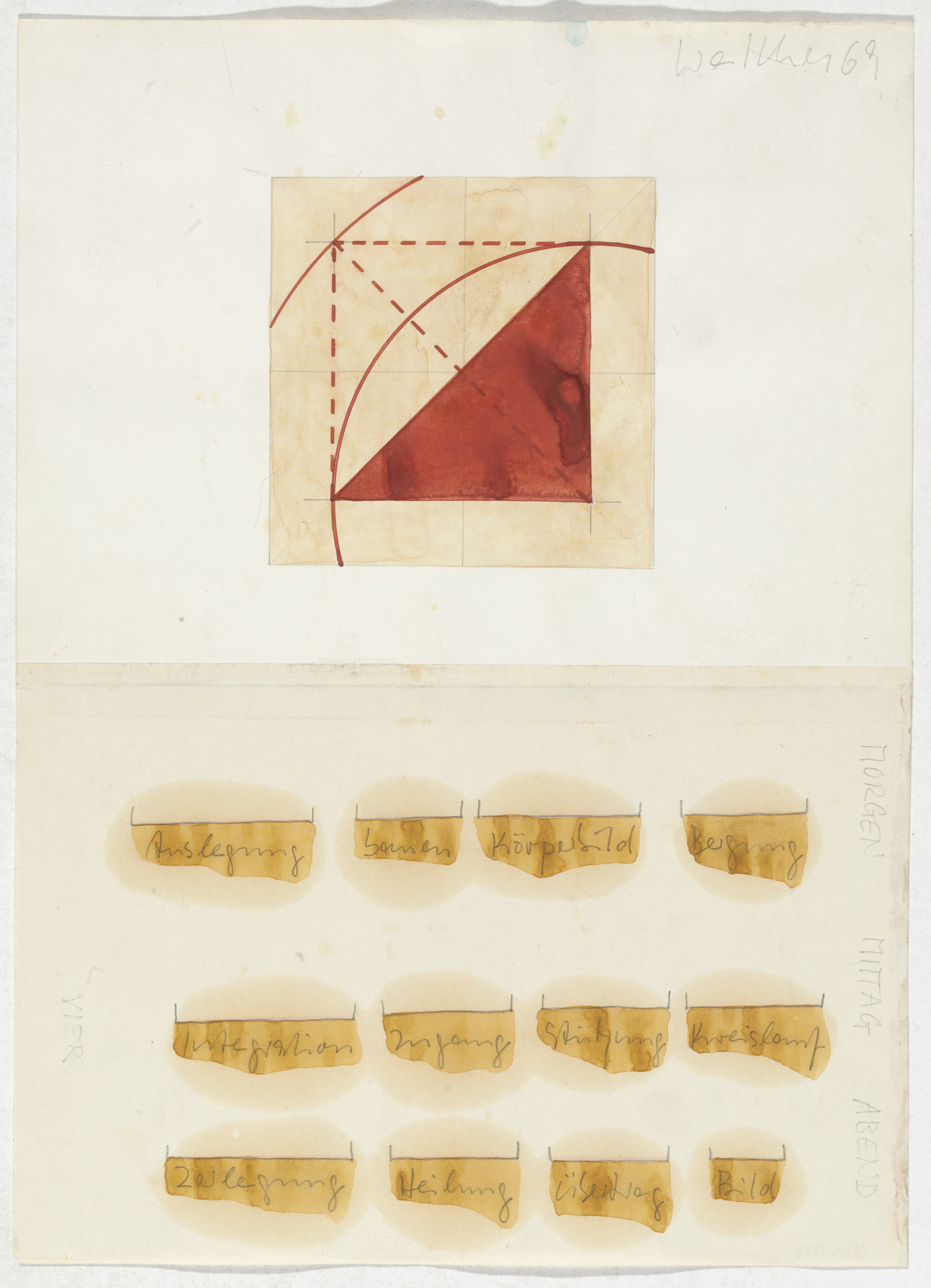 Franz Erhard Walther. Work Drawing: Pedestal, Four Regions