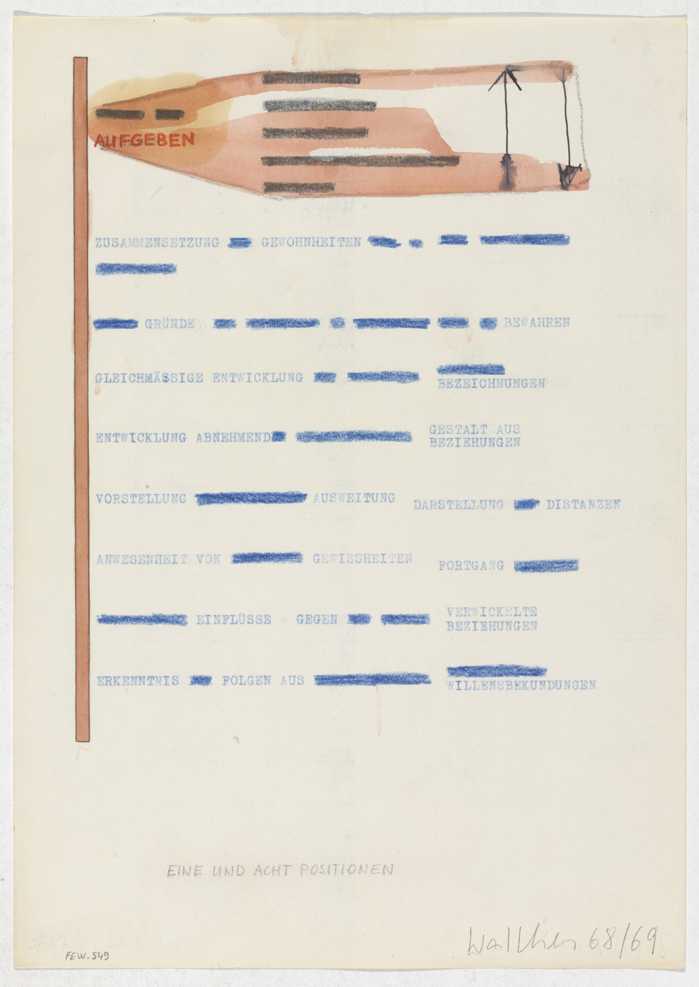 Franz Erhard Walther. Work Drawing: Approach Sideways Steps. 1968/1969