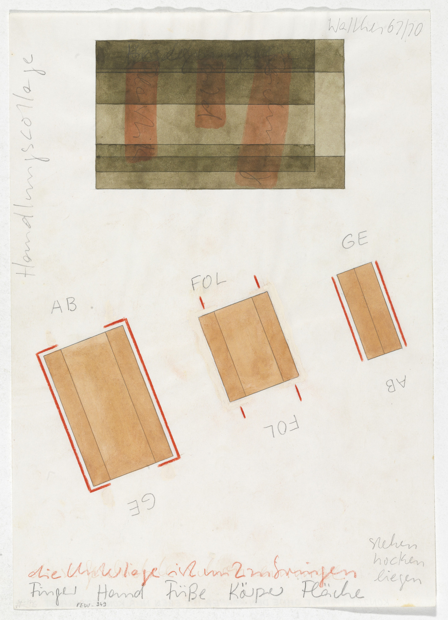 Franz Erhard Walther. Work Drawing: Lines (Arms/Feet)
