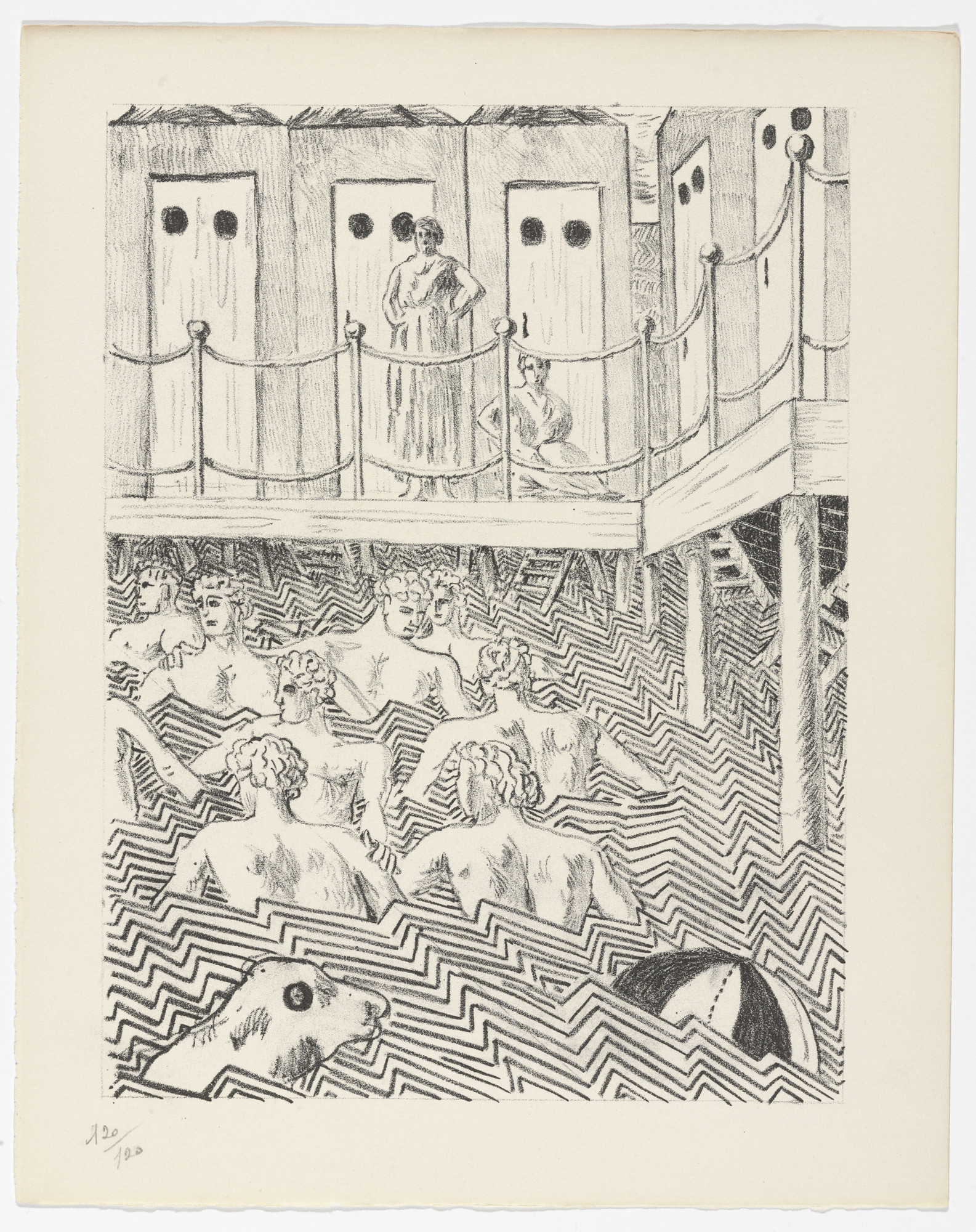Giorgio de Chirico. Raduno Inspiegabile (The Inexplicable Rally) (plate, folio 21) from Mythologie