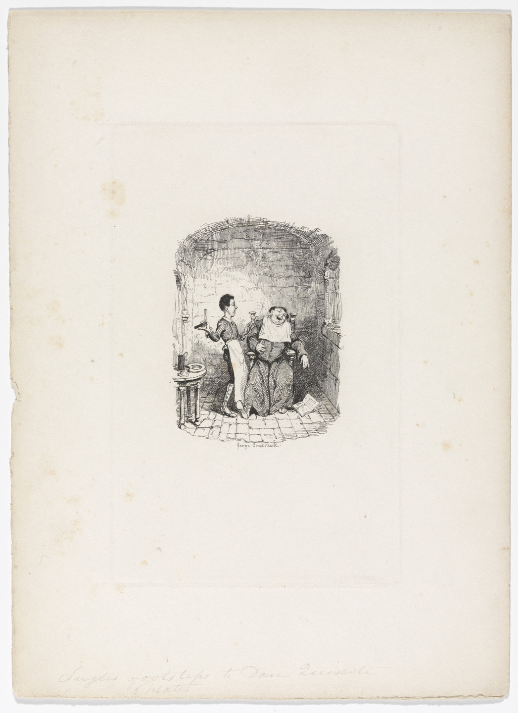 George Cruikshank. Lazaro &amp; the Franciscan Friar from Rambles in the Footsteps of Don Quixote by Henry D. Inglis. 1837