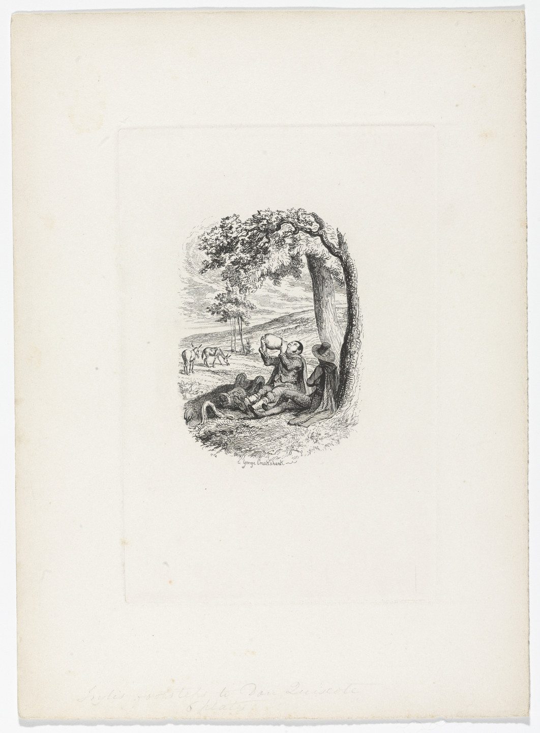 George Cruikshank. The Author &amp; his Guide from Rambles in the Footsteps of Don Quixote by Henry D. Inglis. 1837