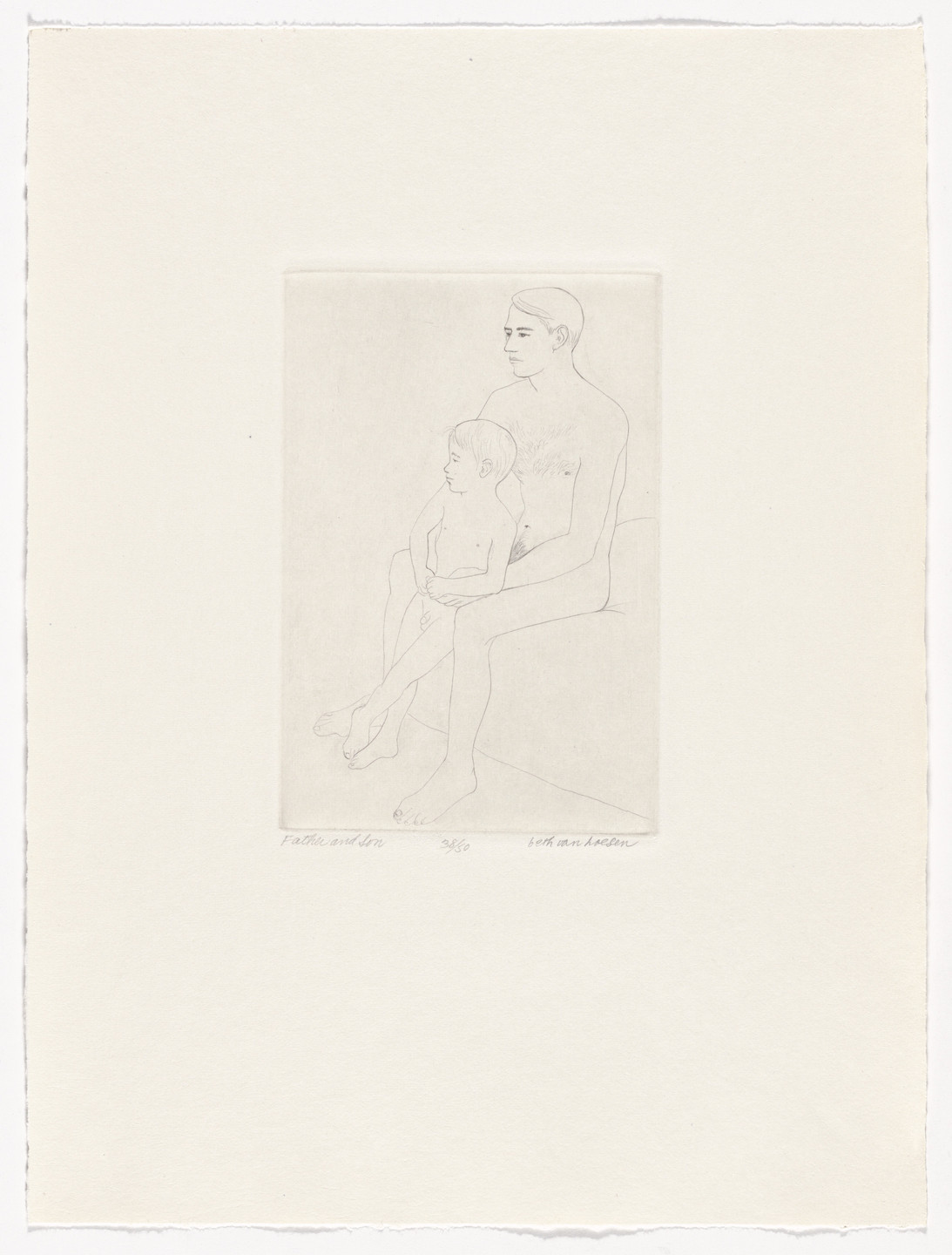 Beth Van Hoesen. Father and Son from Selections from The Nude Man. 1965