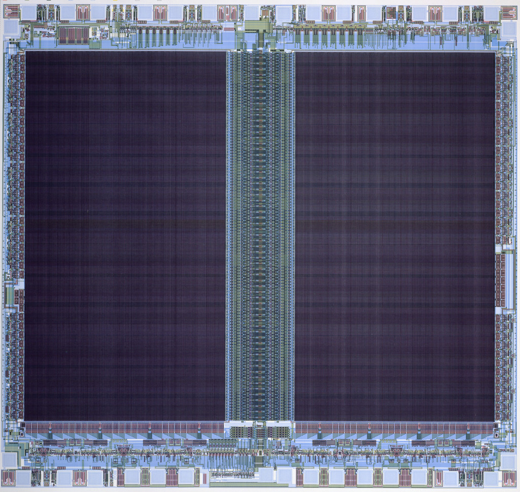 Diagram of Erasable Programmable Read-Only Memory Chip (EPROM) and Corresponding Microchip