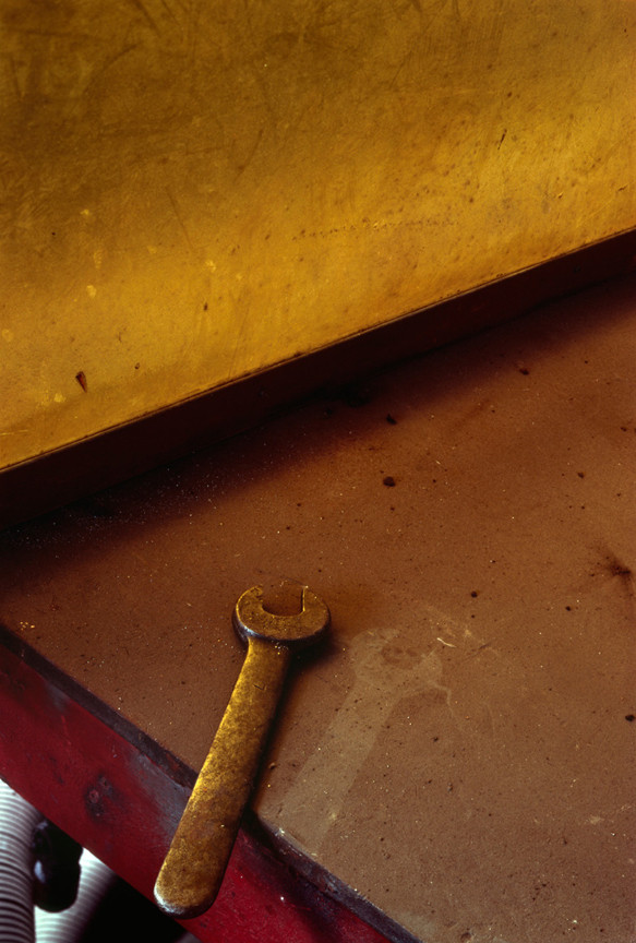 Allan Sekula. Welder&#39;s booth in bankrupt Todd Shipyard. Two years after closing. Los Angeles harbor. San Pedro, California from the series Fish Story. July 1991