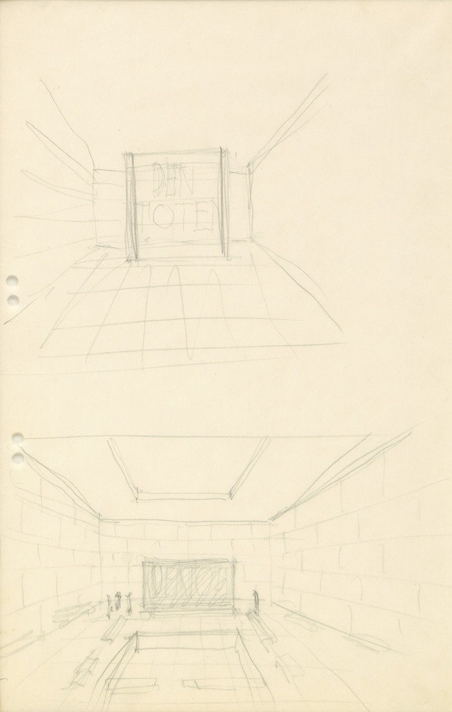 Neue Wache War Memorial Project, Berlin-Mitte, Germany, Two sketch interior perspective views.