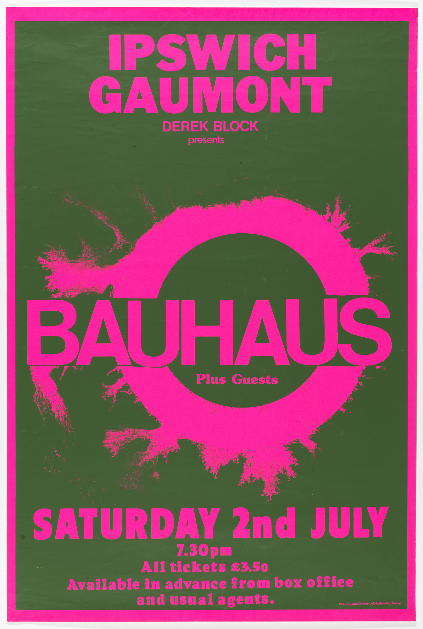 Unidentified Designer. Bauhaus, UK Concert, Ipswich Gaumont