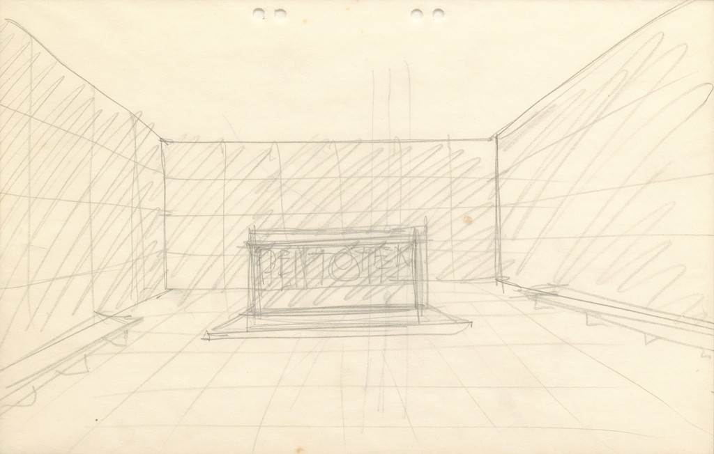 Neue Wache War Memorial Project, Berlin-Mitte, Germany, Sketch interior perspective view.