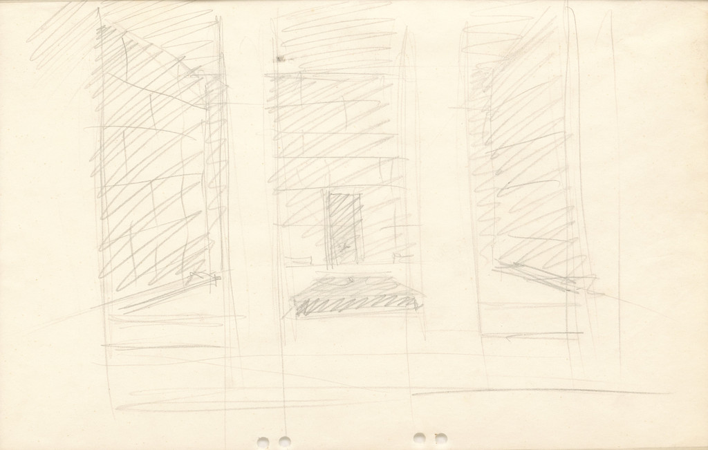 Neue Wache War Memorial Project, Berlin-Mitte, Germany, Sketch interior perspective view.