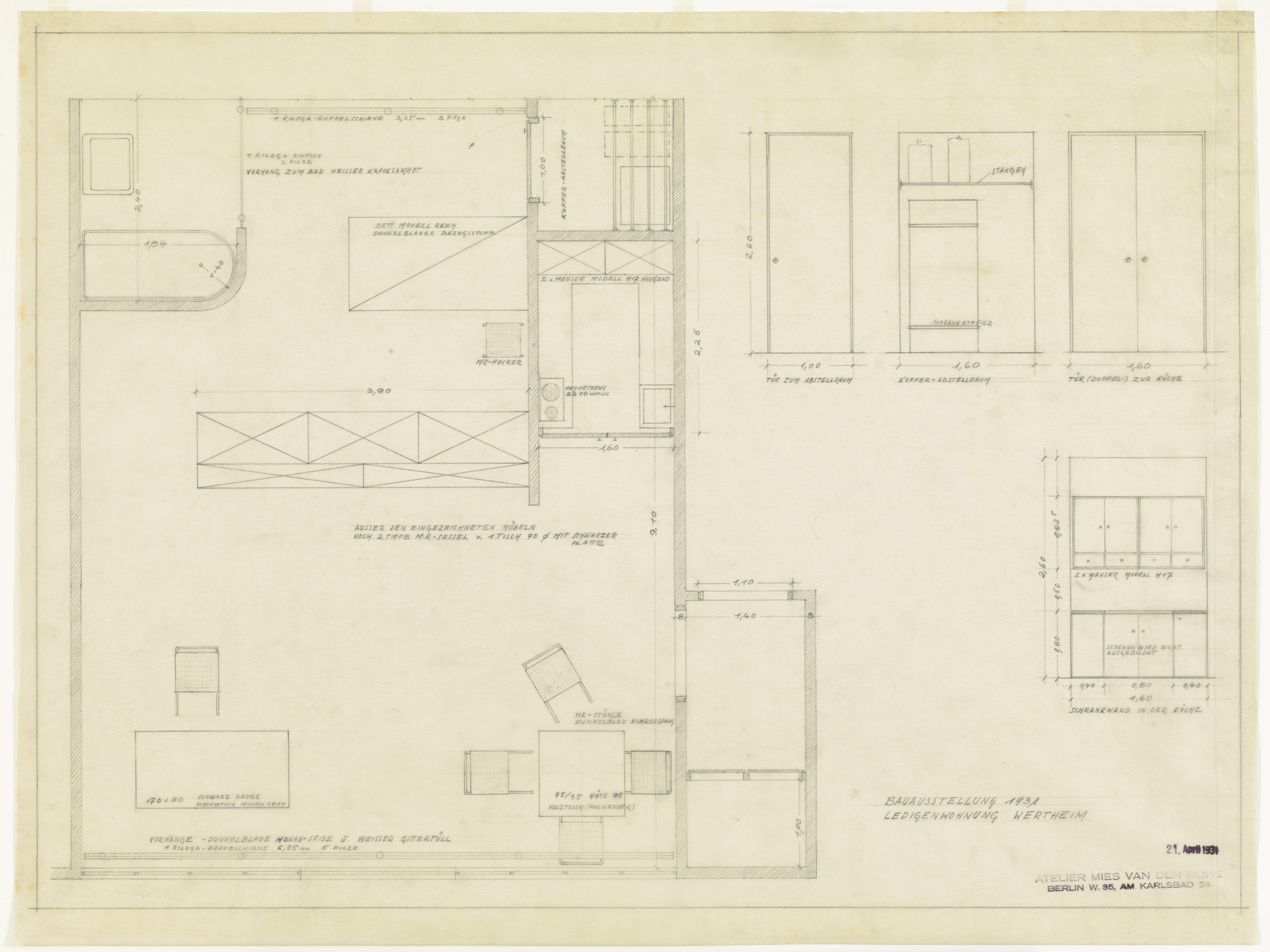Ludwig Mies van der Rohe. Exhibition House, German Building Exhibition, Berlin, Germany. 1930-1931