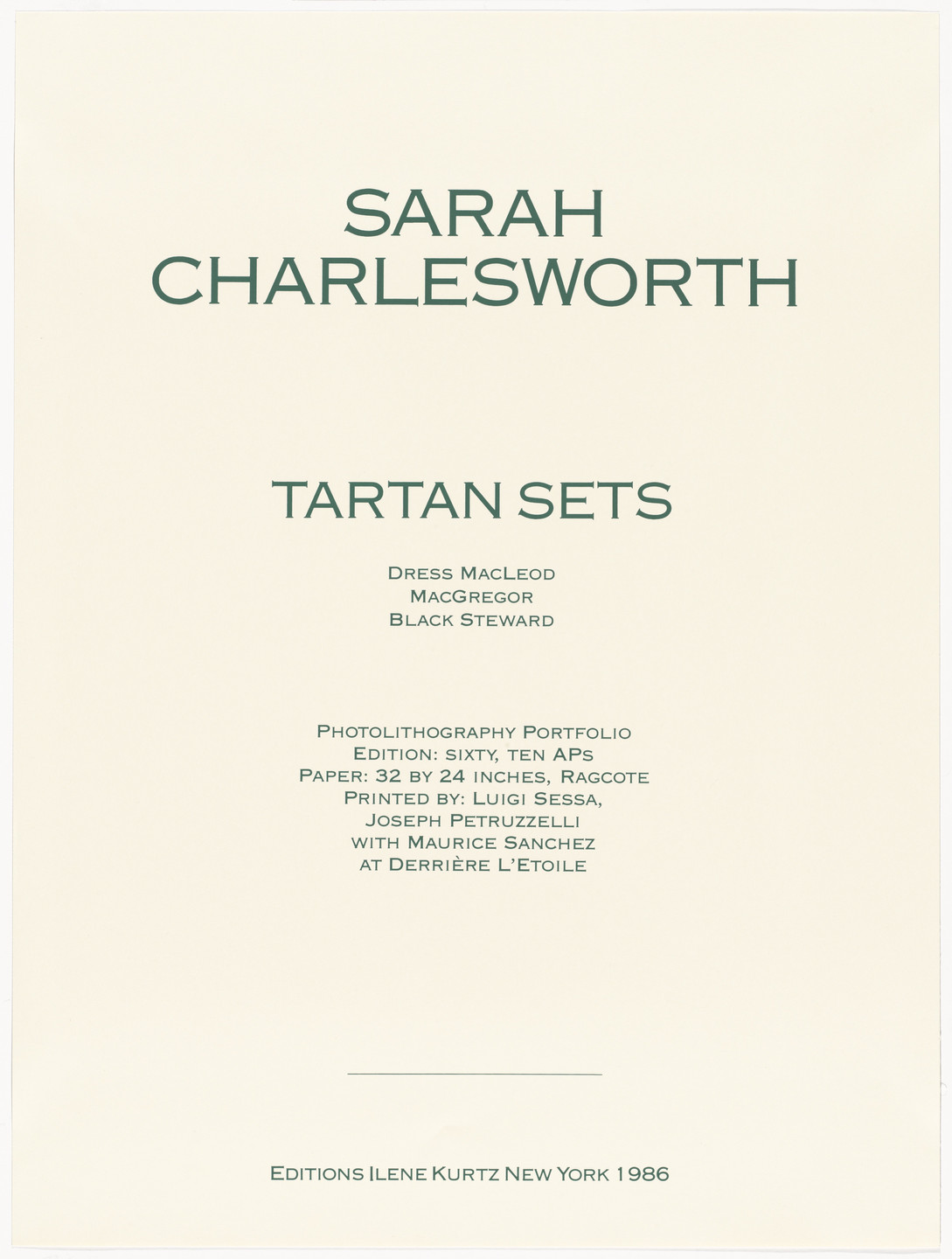 Sarah Charlesworth. Tartan Sets. 1986