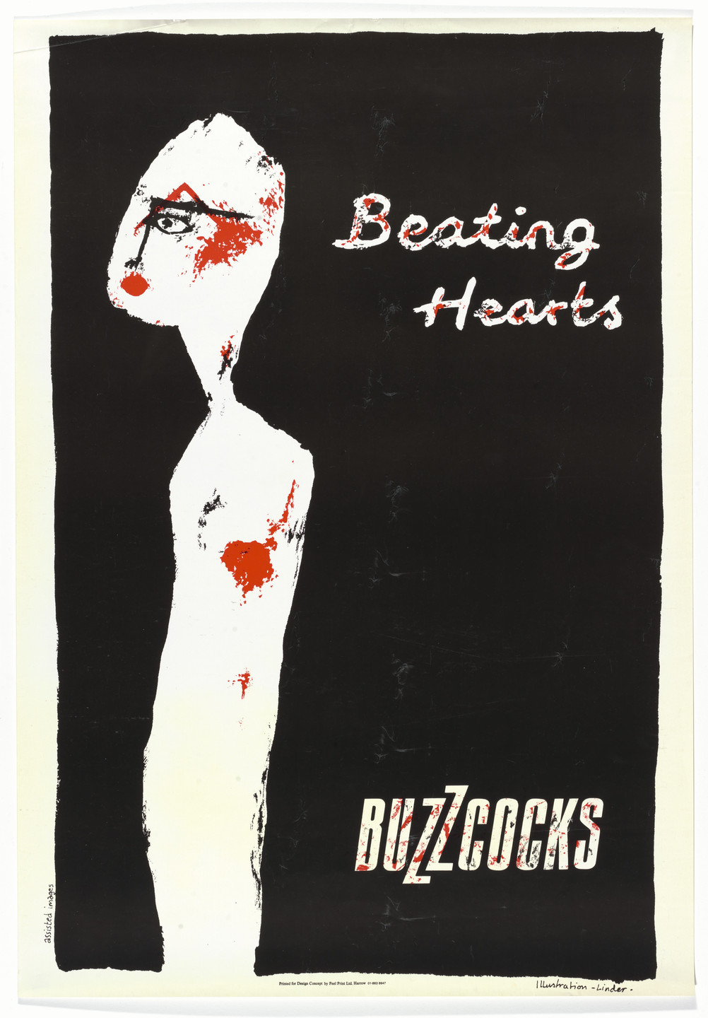 Malcolm Garrett, Linder [Linda Sterling]. Buzzcocks, Beating Hearts (Poster for Beating Hearts tour). 1978