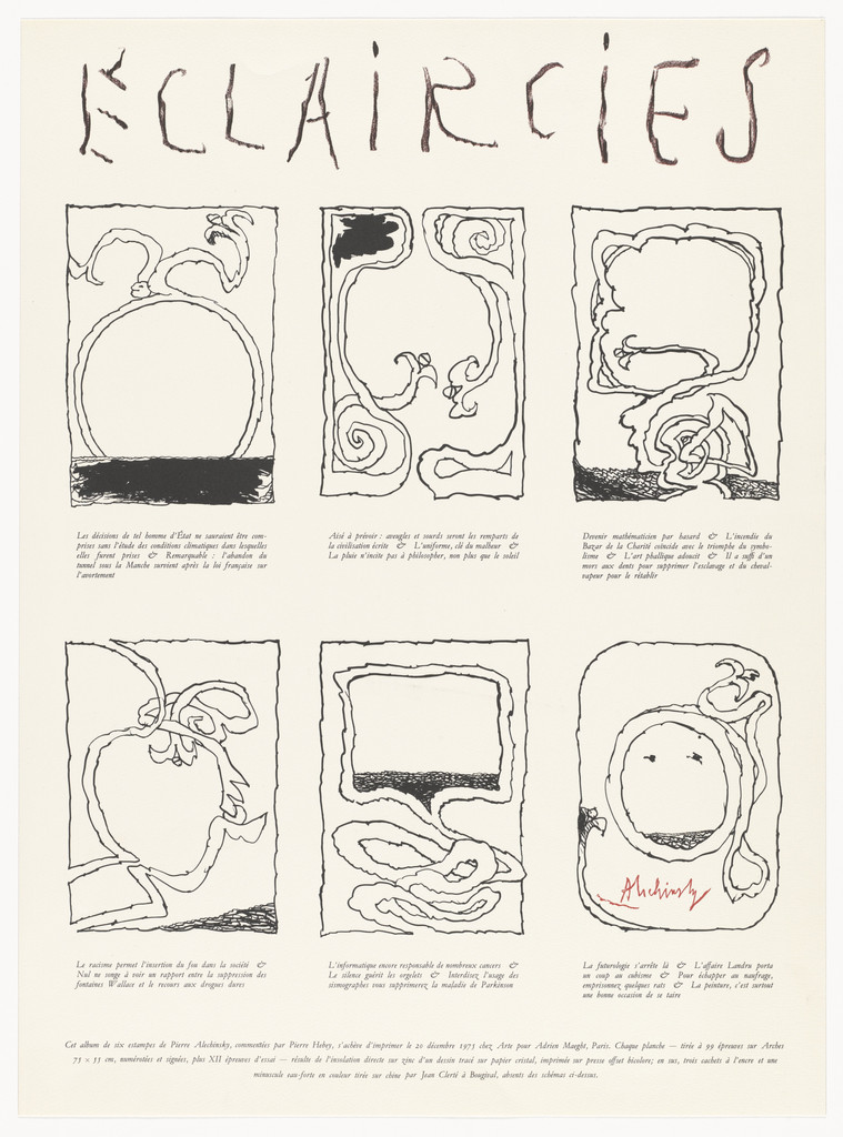Title, content and colophon page from the series Rifts (Eclaircies)