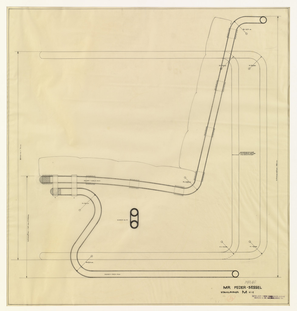 Spring armchair (Side elevation , plan, detail section)
