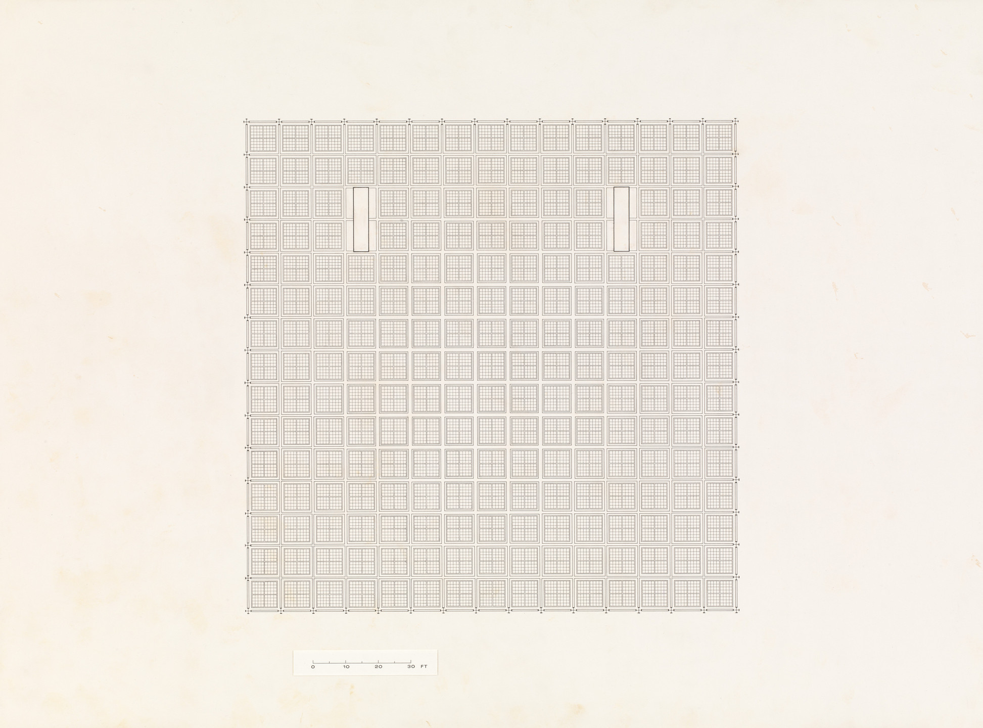 Ludwig Mies van der Rohe. Toronto-Dominion Centre, Toronto, Ontario, Canada, Reflected ceiling plan. c. 1963-69