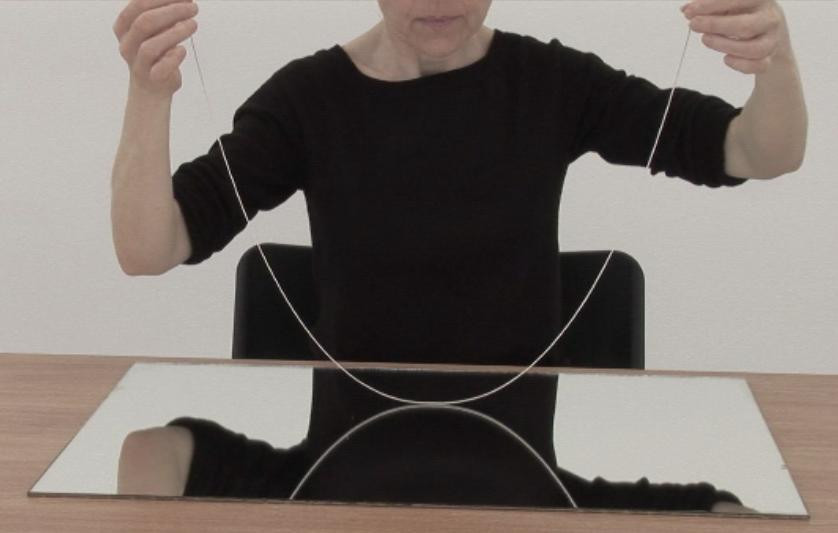 Untitled (cotton thread, mirror, table)