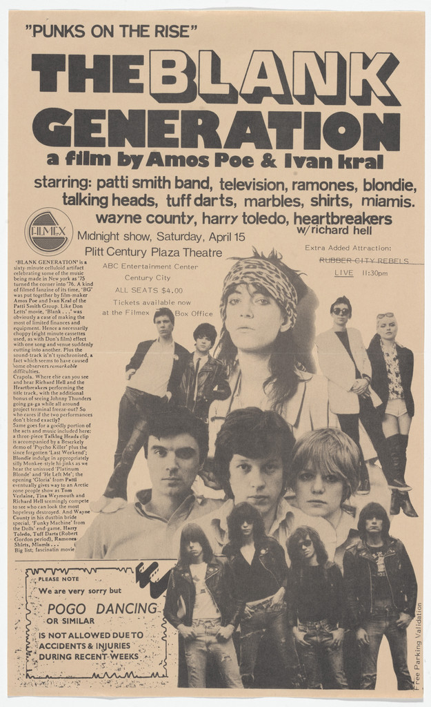 Flyer for the Philadelphia Screening of the Documentary Film "Blank Generation"
