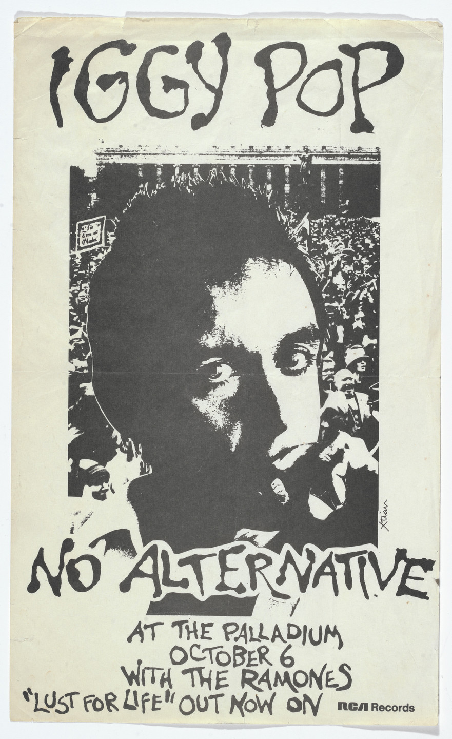 Unknown Designer. Iggy Pop with the Ramones, Palladium Concert Flyer, Lust for Life Tour. 1977