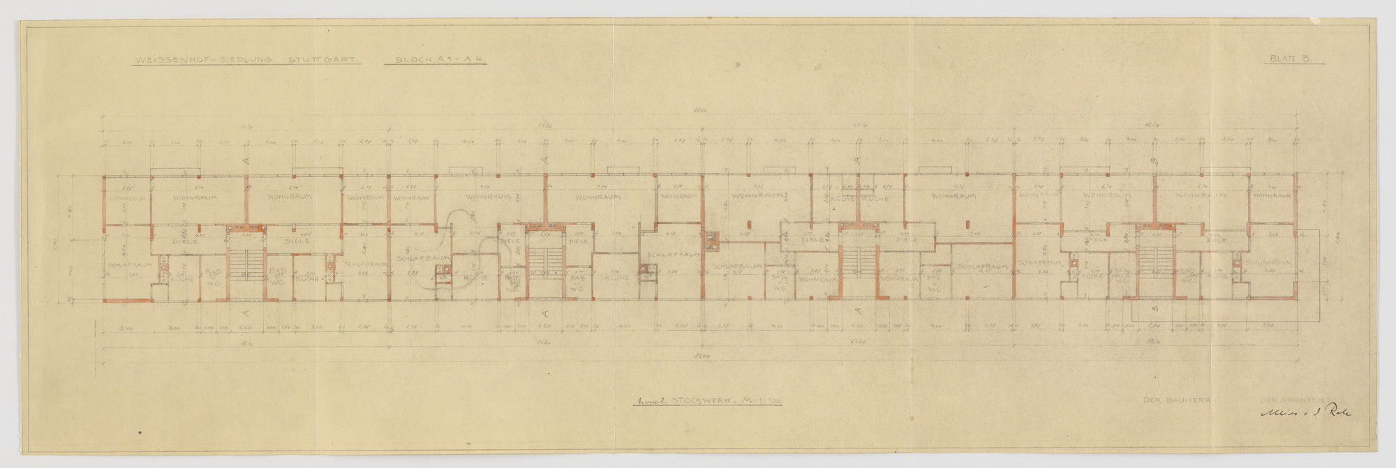 Ludwig Mies Van Der Rohe Weissenhof Apartment House The Dwelling Exhibition Stuttgart Germany Plan Block A1 Second And Third Floors 1926 1927 Moma Ludwig Mies Van Der Rohe Weissenhof Apartment House The Dwelling Exhibition Stuttgart Germany Plan Block A1 Second And Third Floors 1926 1927 Moma