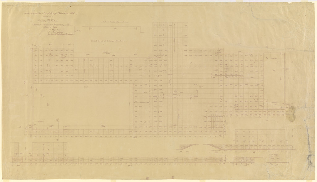 German Pavilion, International Exposition, Barcelona, Spain, Plan, elevations