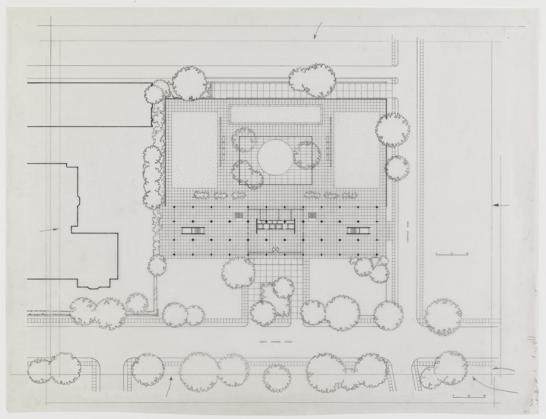 Ludwig Mies van der Rohe. Highfield House Apartments, Baltimore, MD, Site plan. c.1962
