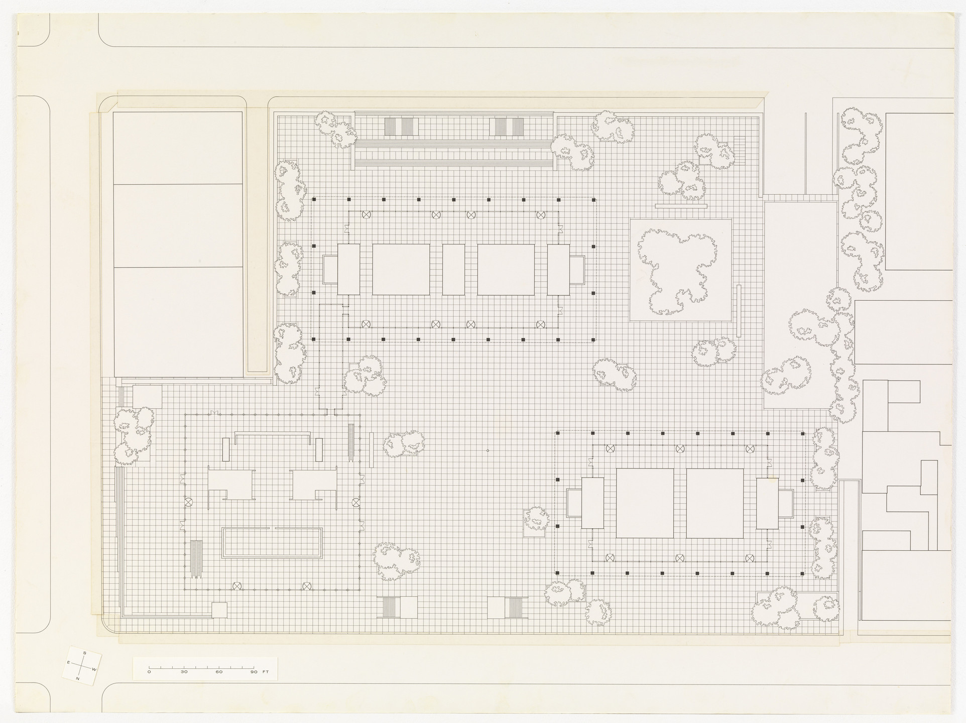 Ludwig Mies van der Rohe. Toronto-Dominion Centre, Toronto, Ontario, Canada (Ground-floor plan). c. 1963-69