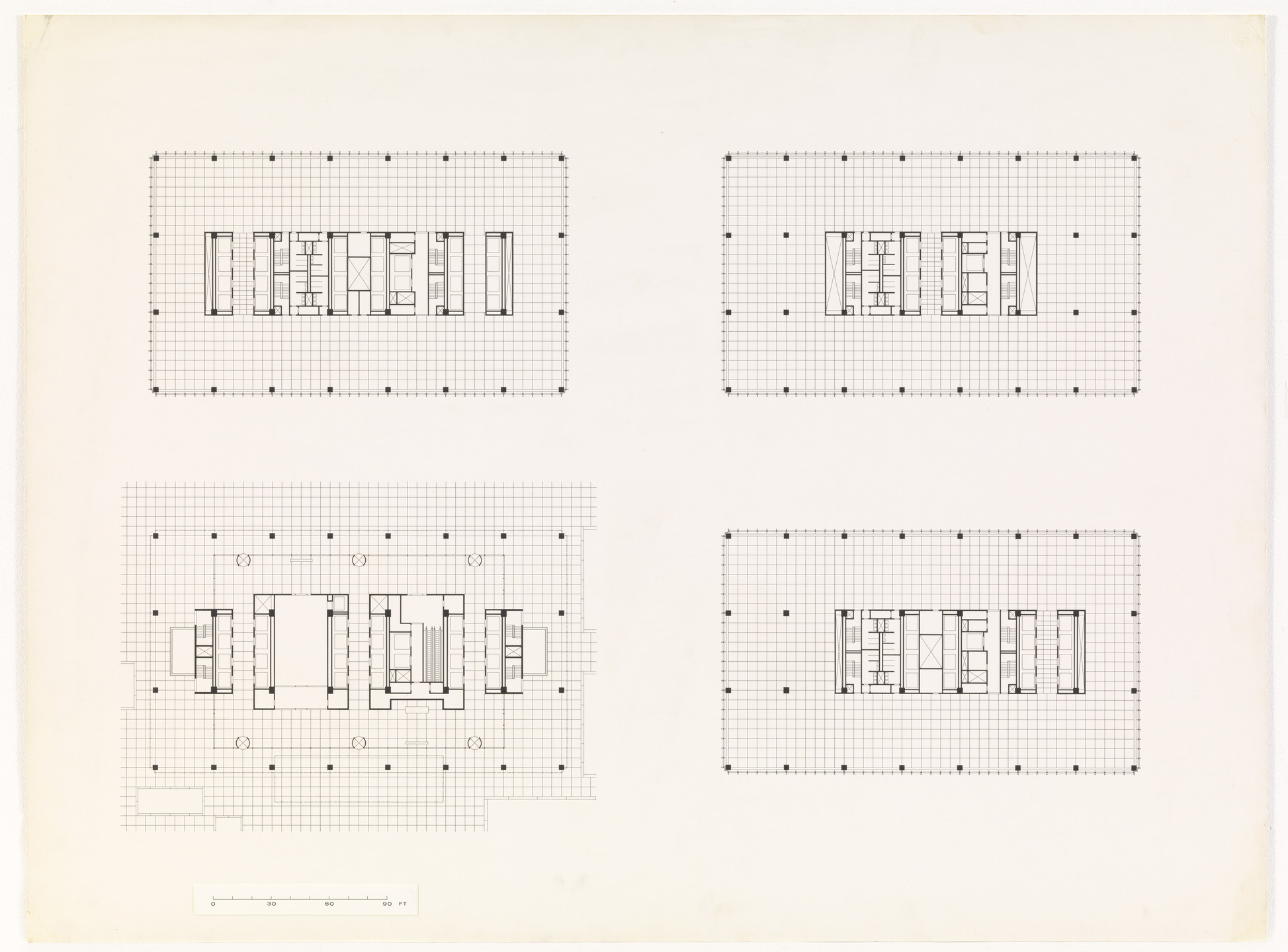 Ludwig Mies van der Rohe. Toronto-Dominion Centre, Toronto, Ontario, Canada (Floor plans). c. 1963-69