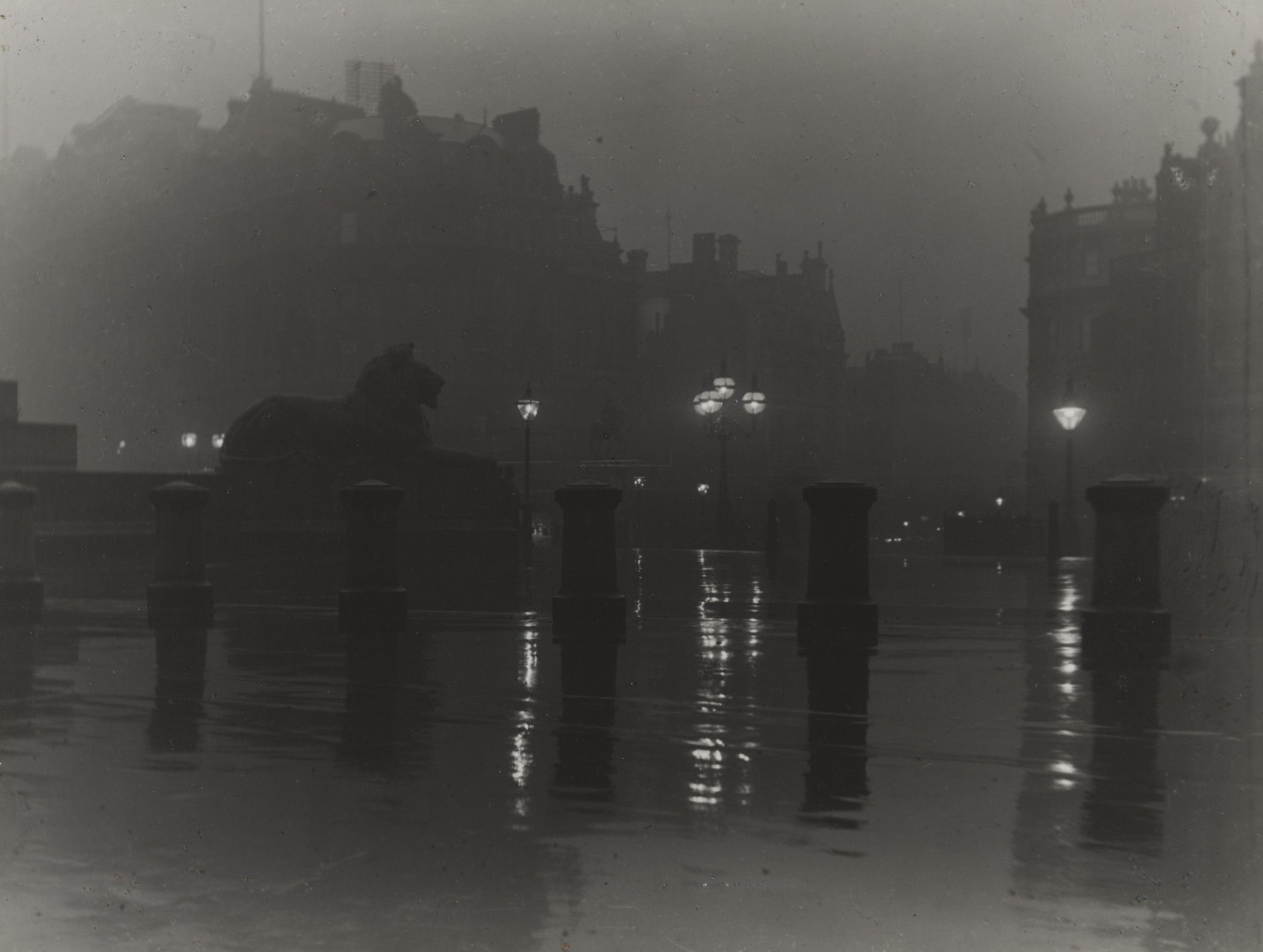 Paul Martin. Trafalgar Square on a Very Wet Night
