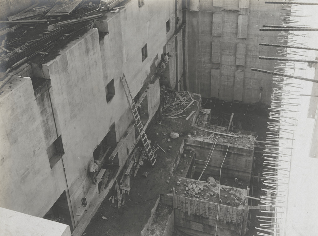 Balboa Terminals. Dry Dock #1. Bottom of pumpwell, before pump foundations and pumps were installed