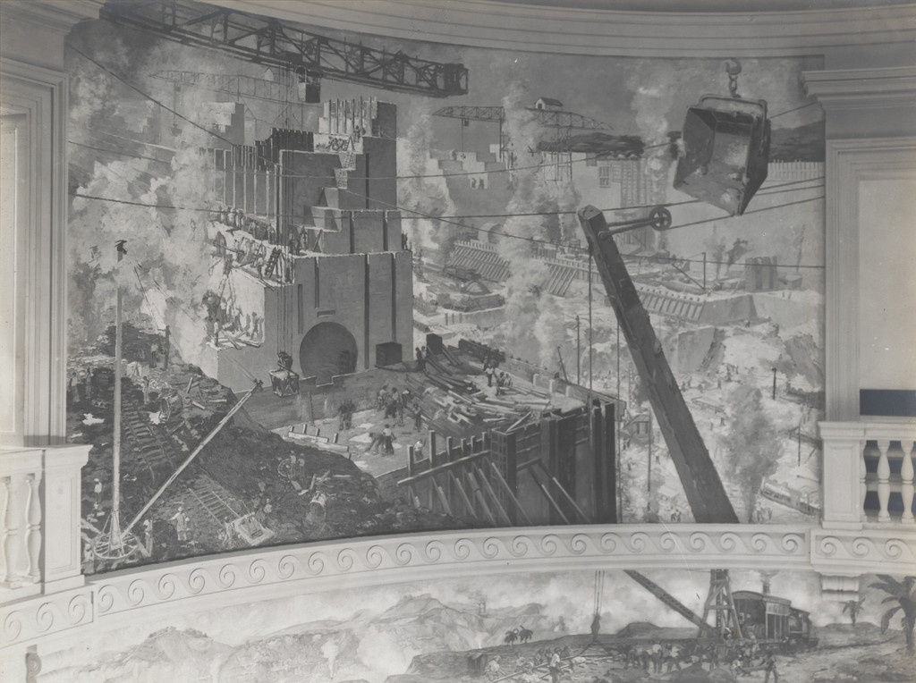 Administration Building, Balboa, C.Z. Rotunda decorations: Miraflores Locks under construction