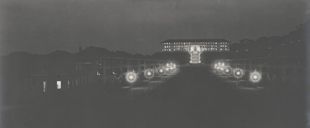 Administration Building at night. Balboa Heights, C.Z