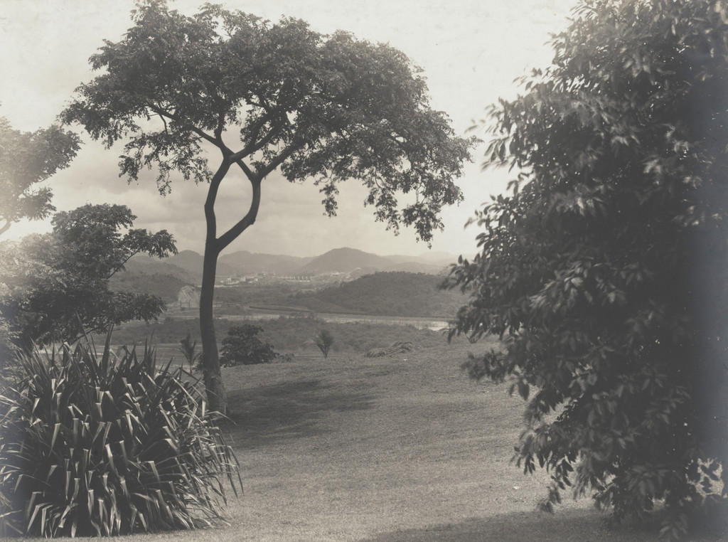 General view looking north from Balboa Heights, C.Z. Miraflores and Pedro Miguel locks in the far distance