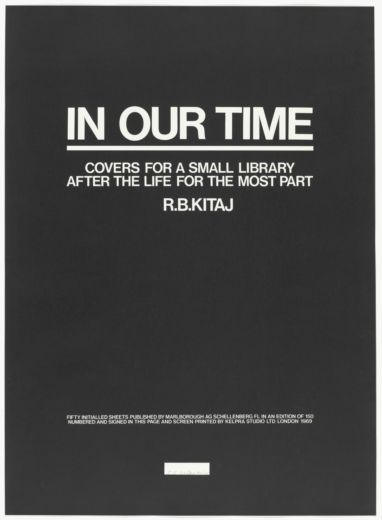 R. B. Kitaj. In Our Time: Covers for a Small Library After the Life for the Most Part