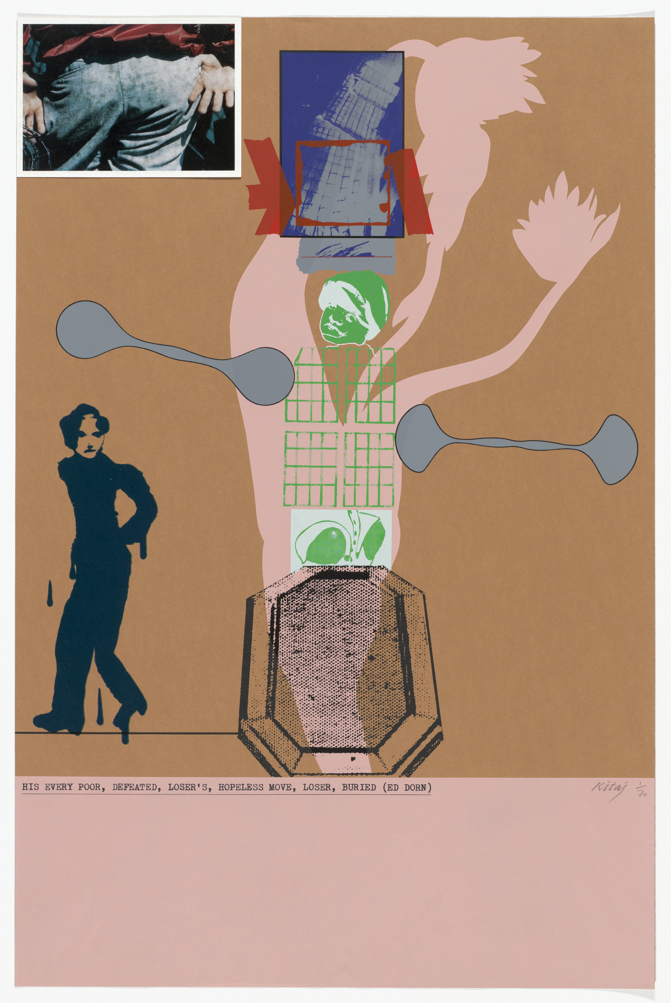 R. B. Kitaj. His Every Poor, Defeated, Loser’s, Hopeless Move, Loser, Buried (Ed Dorn) from the portfolio Mahler Becomes Politics, Beisbol
