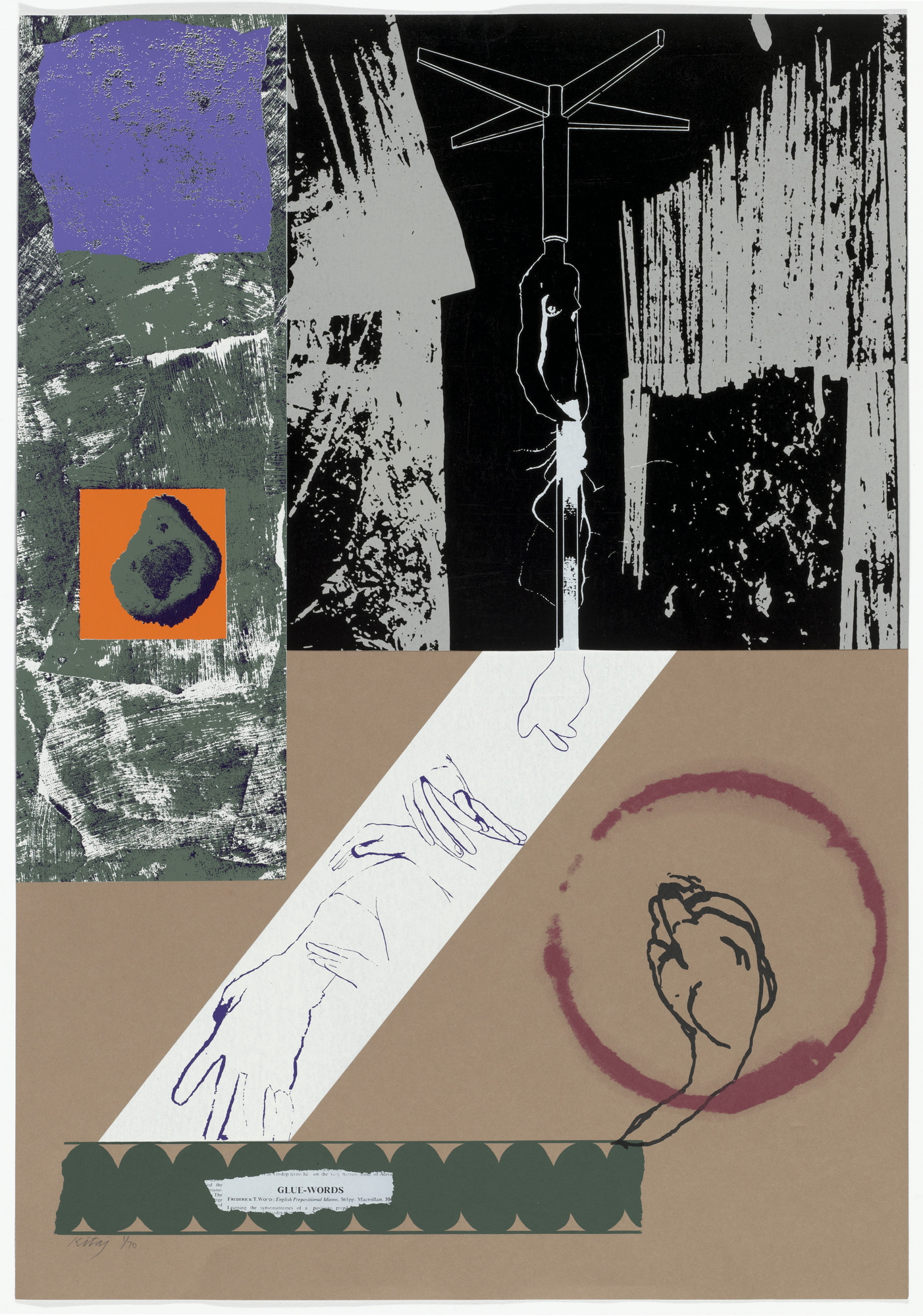 R. B. Kitaj. Glue-Words from the portfolio Mahler Becomes Politics, Beisbol