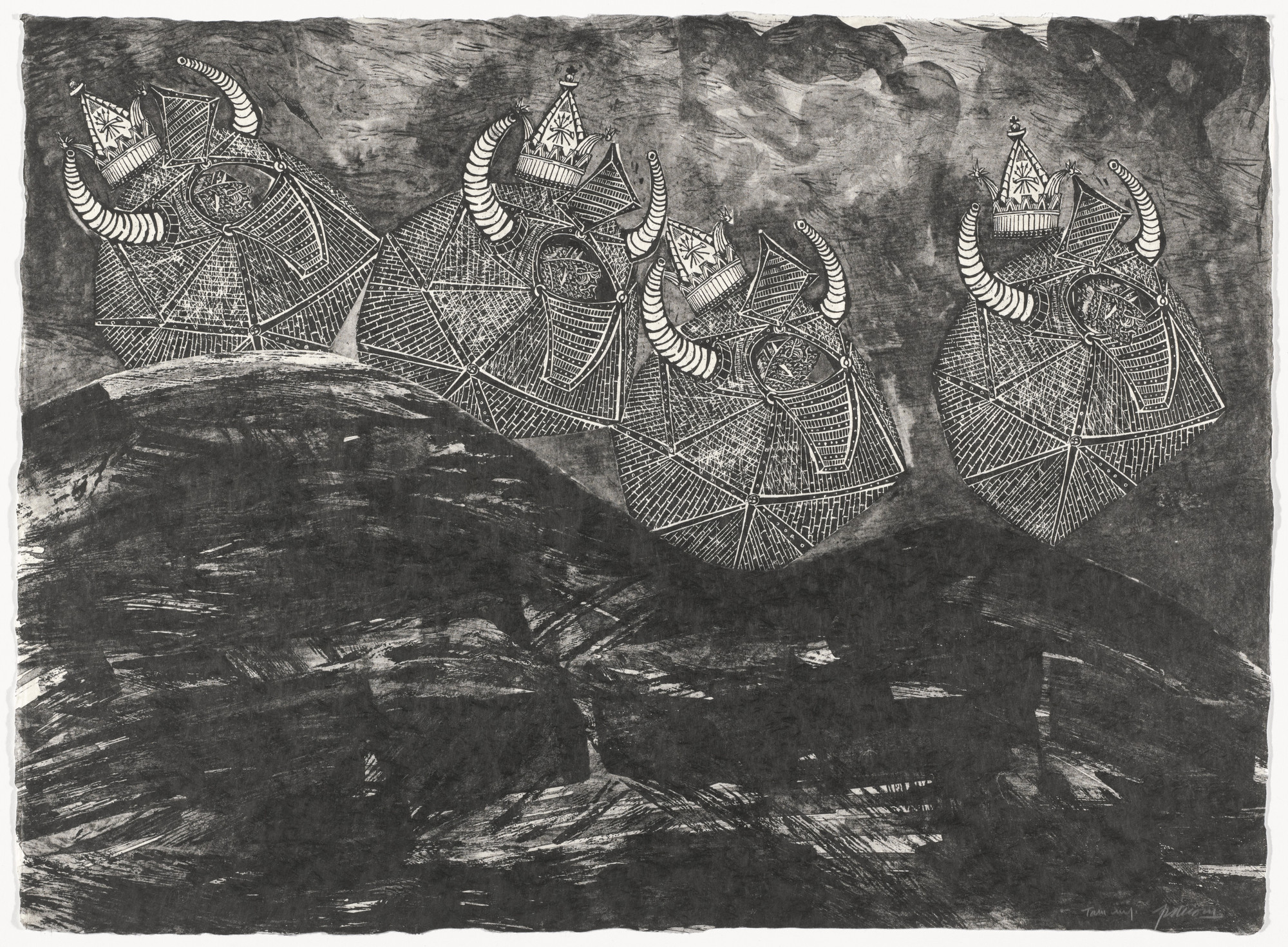 Antonio Frasconi. Marching (plate, folio 8) from Oda a Lorca