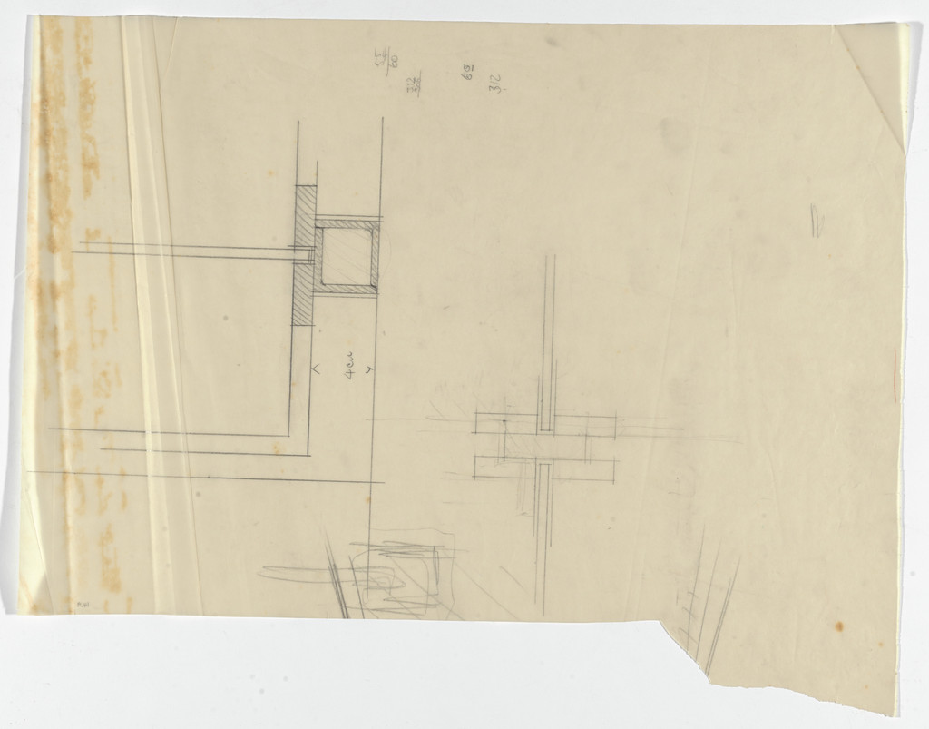 German Pavilion, International Exposition, Barcelona, Spain (Detail sections, glass wall)