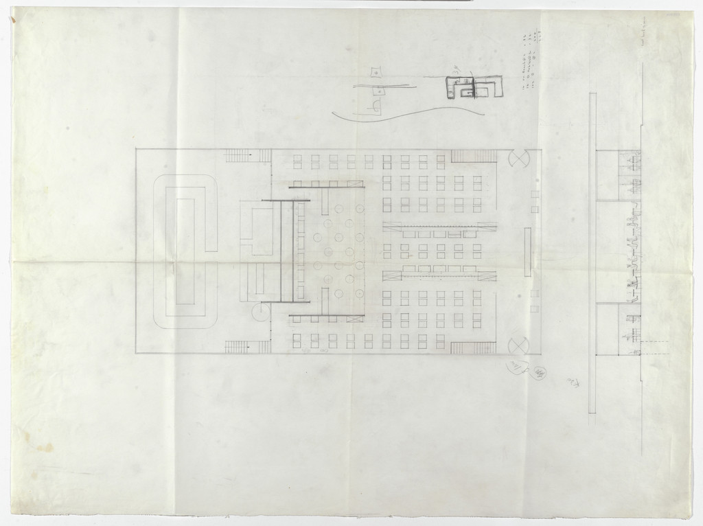 Cantor Drive-in Restaurant, Indianapolis, IN (Floor plan and elevation with seating layout)
