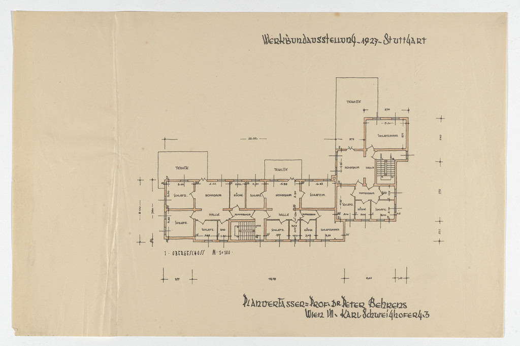 Weissenhof Apartment House, "The Dwelling" Exhibition, Stuttgart, Germany (Second floor plan), Peter Behrens, 1926-1927