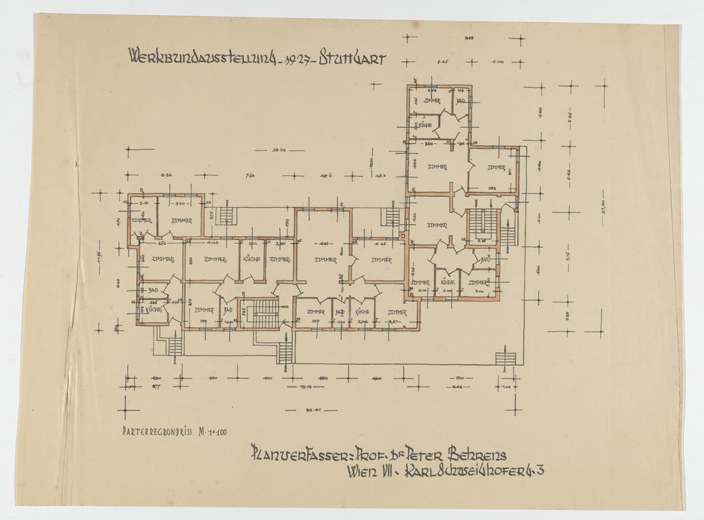Weissenhof Apartment House, "The Dwelling" Exhibition, Stuttgart, Germany (Ground floor plan), Peter Behrens, 1926-1927